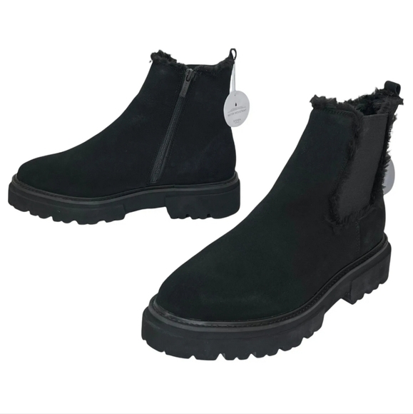 Steven NY by Steve Madden Suede Water Resistant Lug Sole Booties - Picture 4 of 7